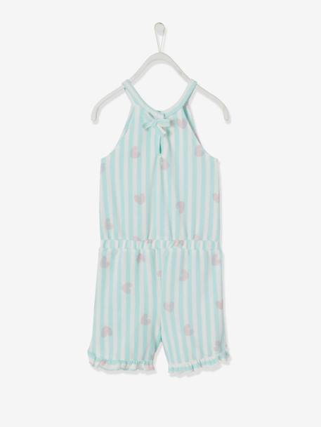 Kurzer Mädchen Jumpsuit, Frottee - hellblau/weiß gestreift - 3