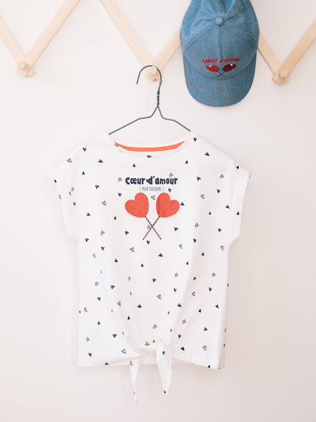 Mädchen T-Shirt mit Glitzerherzen Oeko-Tex - weiß bedruckt - 5