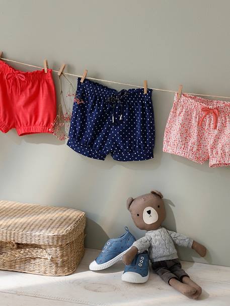 Jersey-Shorts für Baby Mädchen - königsblau bedruckt+senfgelb bedruckt+weiß/rot bedruckt - 4