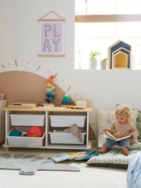 Kinderzimmer Kommode mit 4 Aufbewahrungsboxen PTILOU - weiß/natur - 7