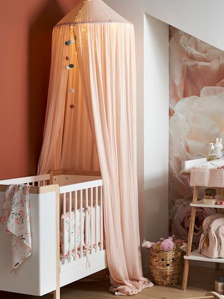 Kinderzimmer Betthimmel aus Musselin, 300cm - hellbeige+zartrosa - 5