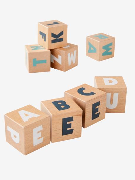 10 große Buchstaben-Würfel aus Holz FSC® - mehrfarbig - 4