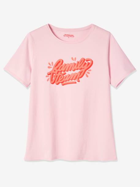 vertbaudet x Studio Jonesie: Damen T-Shirt „Family Team“, Bio-Baumwolle - rosa - 2