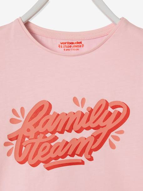vertbaudet x Studio Jonesie: Mädchen T-Shirt „Family Team“, Bio-Baumwolle - rosa - 5