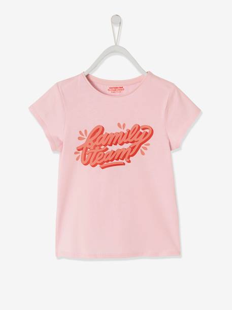 vertbaudet x Studio Jonesie: Mädchen T-Shirt „Family Team“, Bio-Baumwolle - rosa - 3