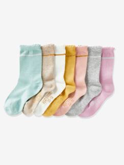 Maedchenkleidung-Unterwäsche, Socken, Strumpfhosen-Socken-7er-Pack Mädchen Socken, Glitzerstreifen Oeko-Tex®