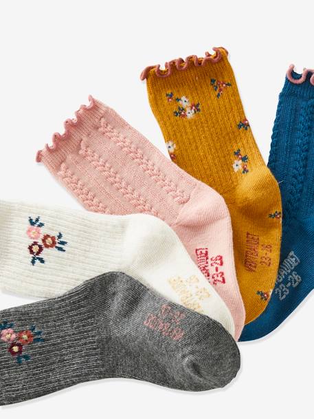 5er-Pack Mädchen Socken, Blumen und Glitzer Oeko Tex® - pack senfgelb - 2