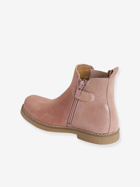 Mädchen Boots mit Reißverschluss, Glanzeffekt - altrosa+beige glanzeffekt+braun - 3