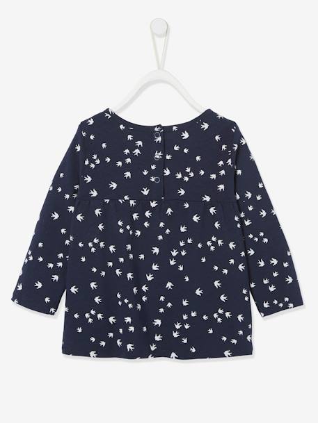 Mädchen Baby Shirt, Print Oeko Tex® - marine+pfirsich+wollweiß bedruckt - 4