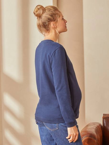 Sweatshirt für Schwangerschaft und Stillzeit, Schriftzug Oeko Tex® - nachtblau+tanne - 5