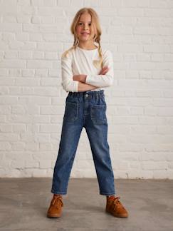 Maedchenkleidung-Hosen-Mädchen Jeans, Paperbag-Stil