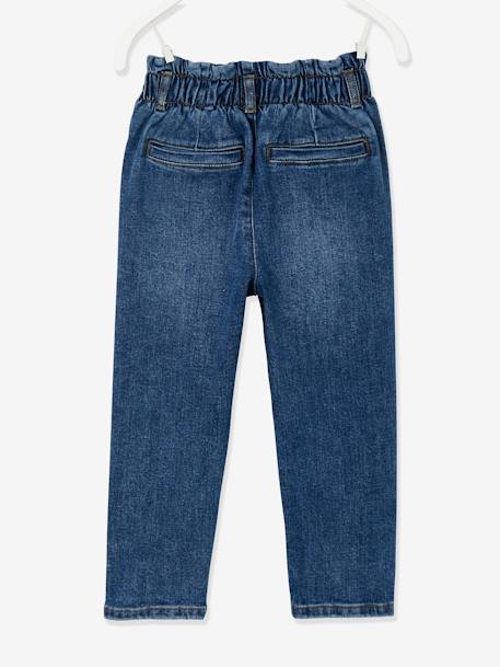 Mädchen Jeans, Paperbag-Stil - blue stone+schwarz - 5