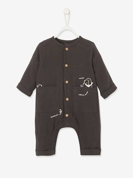 Baby Overall, Musselin - anthrazit - 1