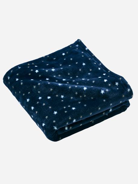 Baby Decke mit Sternen, Mikrofaser Oeko-Tex - dunkelblau polarstern+hellgrau - 1