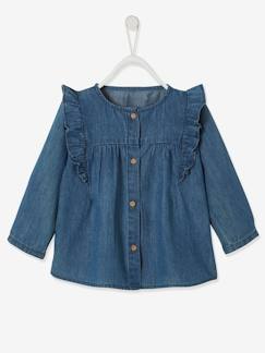 Babymode-Hemden & Blusen-Leichte Baby Mädchen Jeansbluse mit Rüschen