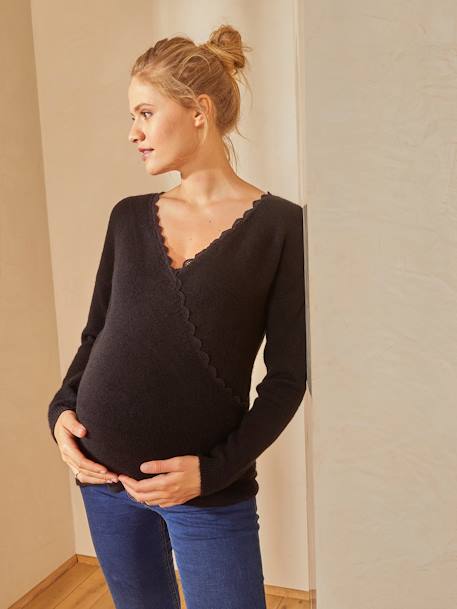 Wendbarer Pullover für Schwangerschaft und Stillzeit - schwarz+weiß - 1