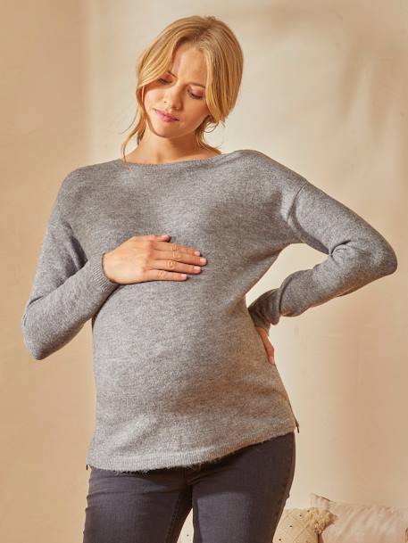 Pullover für Schwangerschaft und Stillzeit - grau+lachsfarben+rosa+schwarz - 1