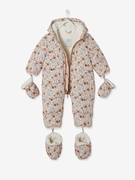 Mädchen Baby Winter-Overall, Blumen, Recycling-Polyester - zartrosa bedruckt - 8