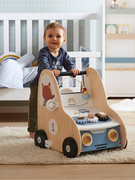 Baby Lauflernwagen mit Bremse, Holz FSC® - mehrfarbig - 4
