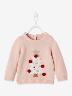 Babymode-Pullover, Strickjacken & Sweatshirts-Baby Weihnachtspullover, Tannenbaum mit Pompons Oeko-Tex