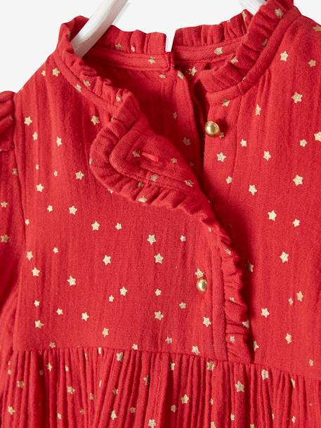 Baby Kleid mit Sternen - dunkelgrün bedruckt+pack rot/marine - 9