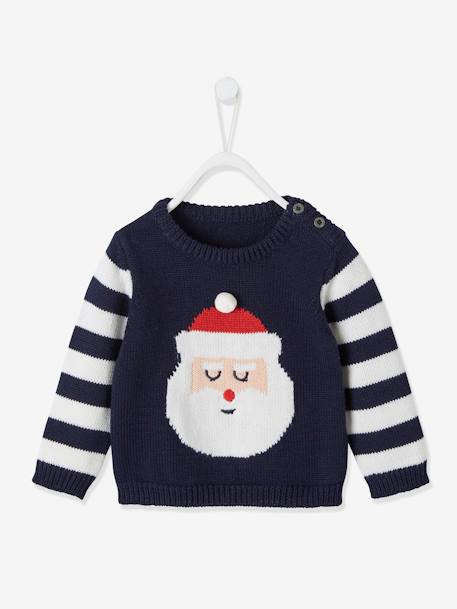 Baby Pullover, Weihnachtsmann Oeko Tex® - nachtblau - 1