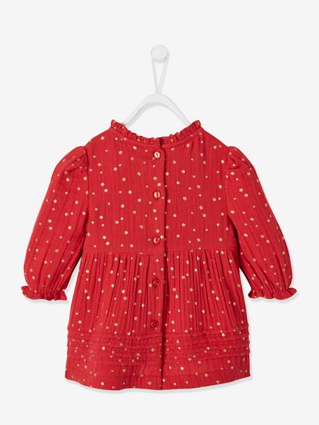 Baby Kleid mit Sternen - dunkelgrün bedruckt+pack rot/marine - 8