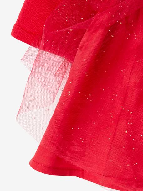 Weihnachtliches Baby Set: Kleid, Haarband und Strumpfhose - rot+weiß glanzeffekt - 7
