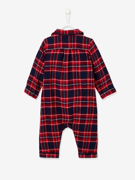 Baby Strampler, Flanell Oeko Tex - dunkelrosa kariert - 2