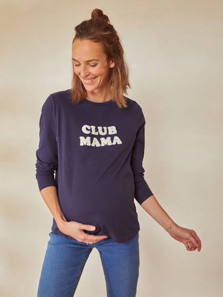 Bio-Kollektion: Shirt mit Schriftzug, Schwangerschaft & Stillzeit - blaugrau+grün - 4