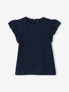 Shirts & Shorts-Maedchenkleidung-Mädchen T-Shirt mit Volantärmeln und Lochstickerei Oeko-Tex