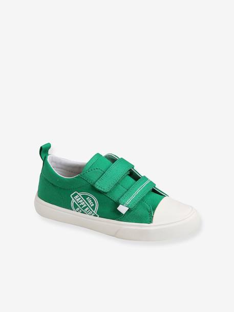 Jungen Stoff-Sneakers mit Klettverschluss - grün+marine/grau - 1