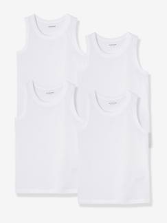 Günstige Mehrstück-Packungen-Jungenkleidung-Unterwäsche & Socken-Unterhemden-4er-Pack Trägershirts für Kinder BASIC Oeko-Tex
