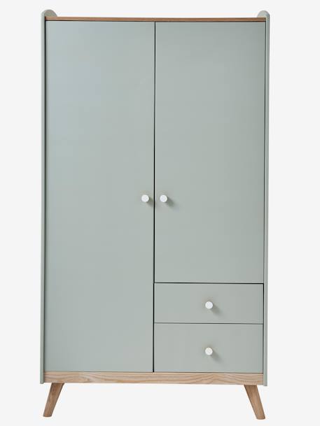 Kinder Kleiderschrank KONFETTI, 2 Türen - graugrün+weiß - 3