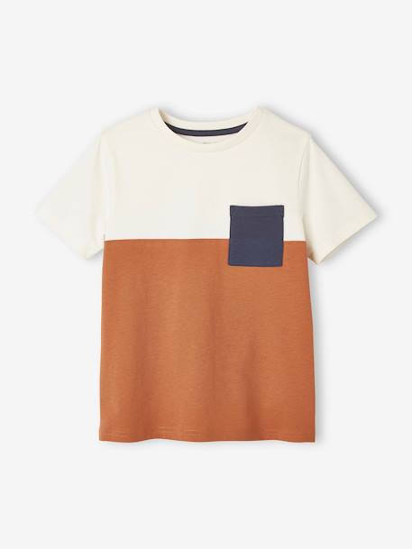 Jungen T-Shirt, Colorblock Oeko-Tex - azurblau+khaki+orange+schwarz - 7