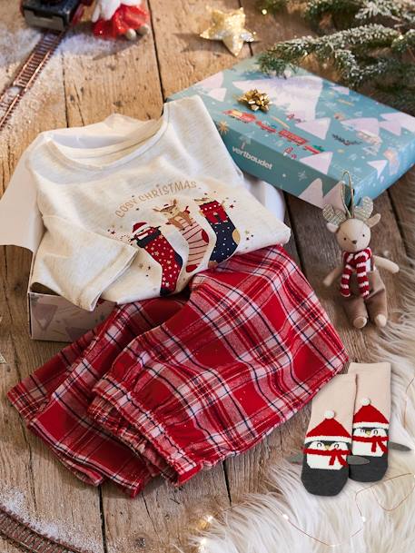 Mädchen Geschenk-Set „Cosy Christmas“, Schlafanzug & Socken - wollweiß meliert - 1