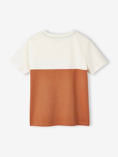 Jungen T-Shirt, Colorblock Oeko-Tex - azurblau+khaki+orange+schwarz - 8