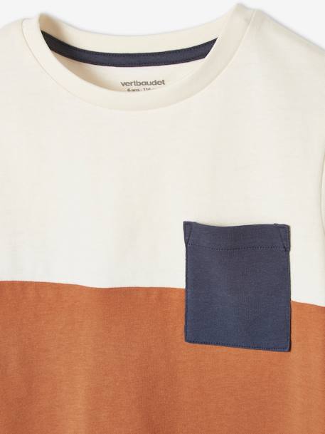 Jungen T-Shirt, Colorblock Oeko-Tex - azurblau+khaki+orange+schwarz - 9