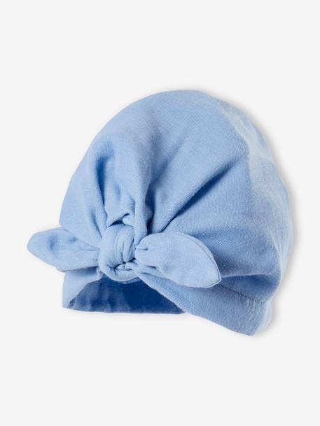Mädchen Baby Kopftuch - blau+lachsfarben - 1