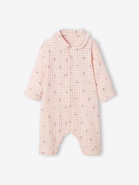 Einteiliger Baby Schlafanzug, Flanell  Oeko-Tex® - rosa kariert - 3