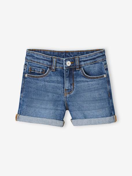 Mädchen Jeansshorts mit Umschlag BASIC Oeko-Tex - blue stone+dark blue - 1