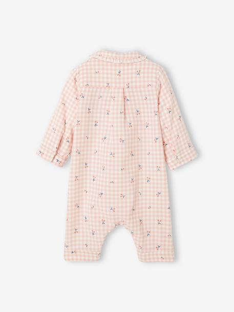 Einteiliger Baby Schlafanzug, Flanell  Oeko-Tex - rosa kariert - 4