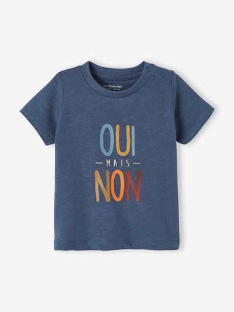 Jungen Baby T-Shirt mit Print - blau+grau meliert - 1