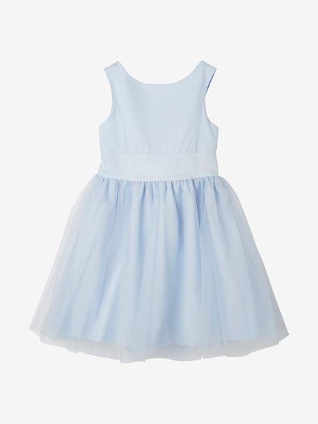 Festliches Mädchenkleid, Satin und Tüll - hellblau+weiß+zartrosa - 1