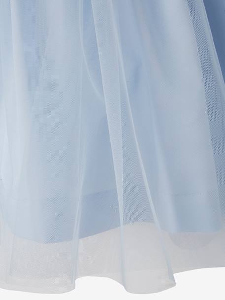 Festliches Mädchenkleid, Satin und Tüll - hellblau+weiß+zartrosa - 4