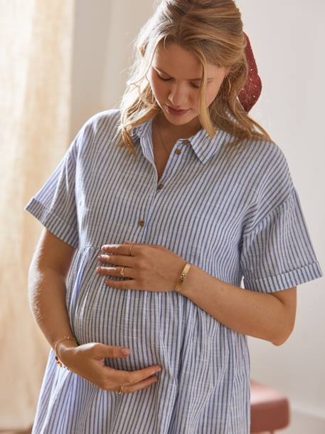 Blusenkleid für Schwangerschaft & Stillzeit - blau/weiß gestreift - 5