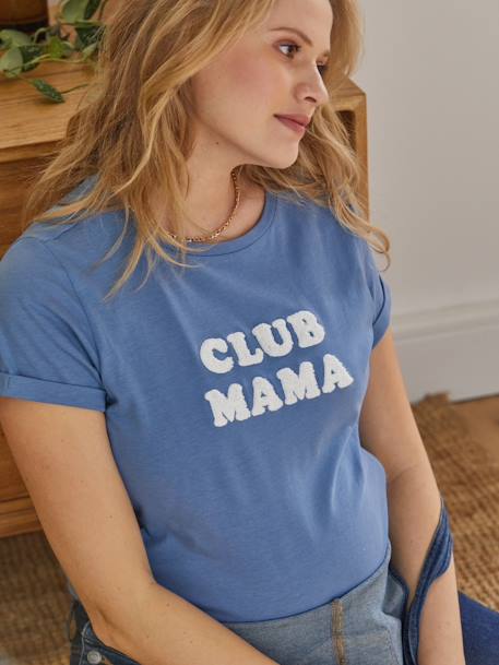 Bio-Kollektion: T-Shirt für Schwangerschaft & Stillzeit ,,Club Mama“ - anthrazit+blau+braun+braun+rosa - 5