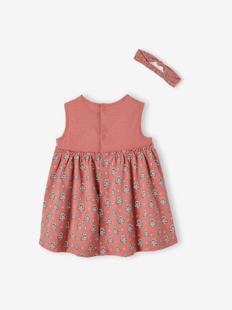 Kleid mit Haarband für Baby Mädchen Oeko Tex® - altrosa+graugrün bedruckt+zartrosa - 3