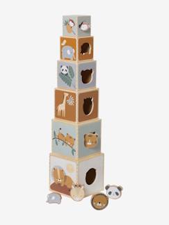 Spielzeug-Baby-Tasten & Greifen-Baby Stapelturm mit Steckspiel „Tansania“ aus Holz FSC®