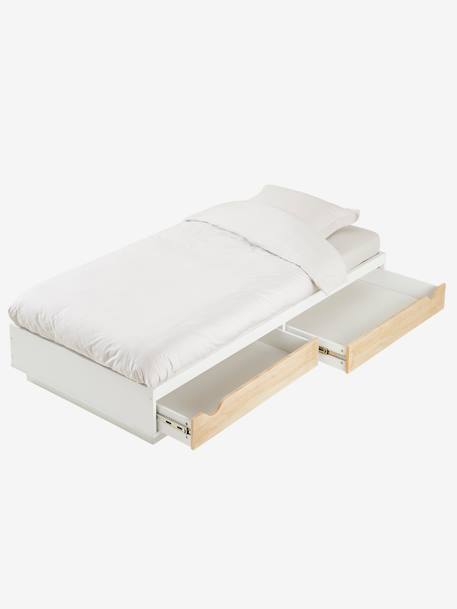 Kinder Bett mit Schubladen SCHOOL - weiß/natur - 2